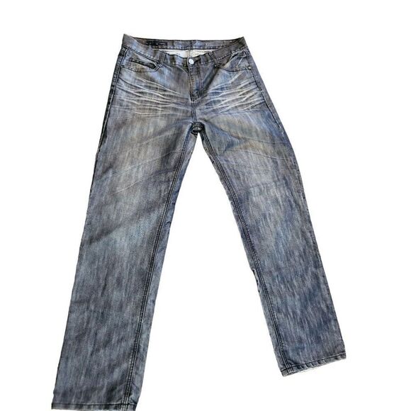 GS115 Jeans Men Sz 36 Blue Denim Straight Leg Everyday Workwear - Picture 2 of 7